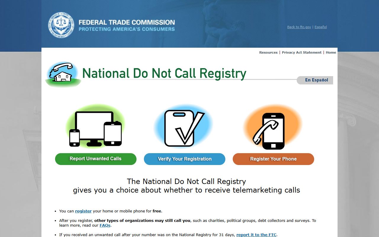 Burlington phone codes FTC Do Not Call Registry