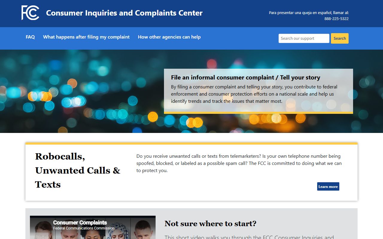 Burlington phone numbers FCC complaint center