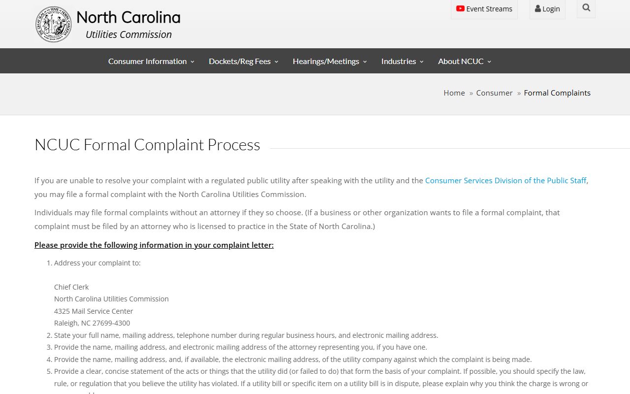 Burlington phone numbers North Carolina Utilities Commission complaint page